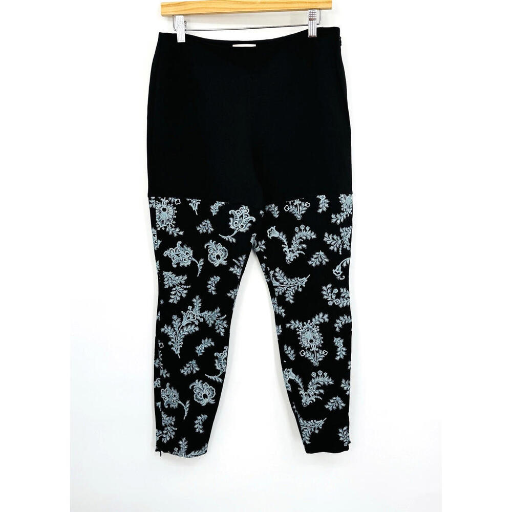 Cinq A Sept Sz 8 Women's Black Marin Embroidered Leggings Pants